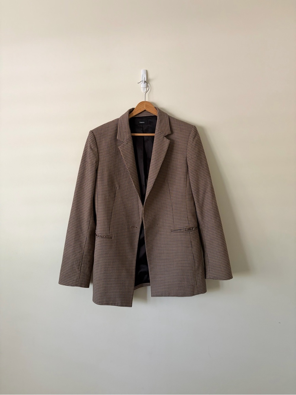 Theory Black Lined Blazer with Blue and Yellow Check *no buttons
